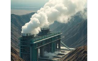 大規模な地熱発電施設の鳥瞰図