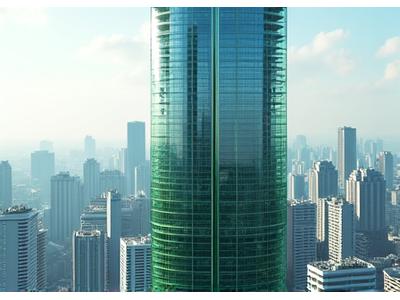 都心の高層マンション、上空から撮影されたイメージ