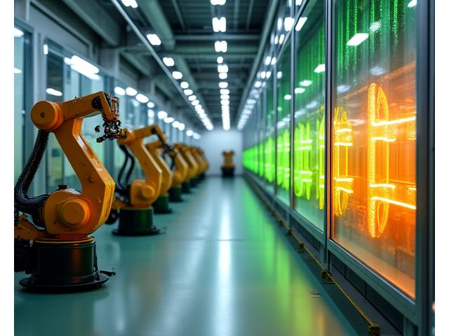 最新鋭の工場設備と地熱ヒートポンプの配管が統合された様子