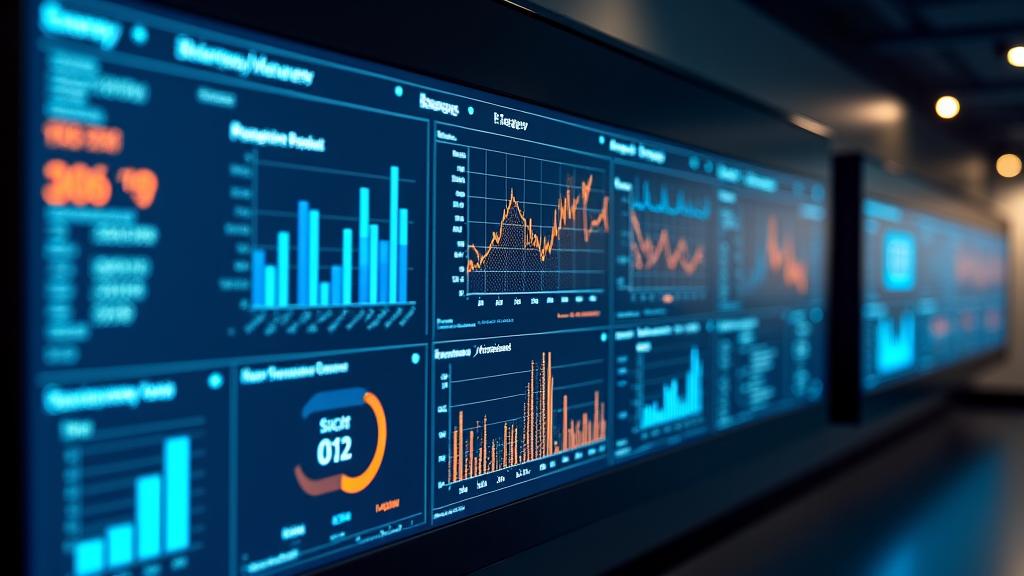 スマートエネルギー管理ダッシュボードの表示、リアルタイムデータとグラフが特徴