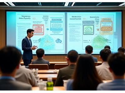 地熱エネルギーに関するセミナー会場の様子、プレゼンターが熱心に説明している